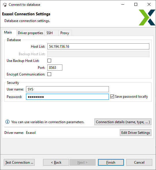 Database Connection Details